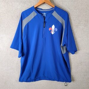 DeMarini Baseball Pullover Men 2XL Blue 1/4 Zip Jacket Fleur De Lis Short Sleeve